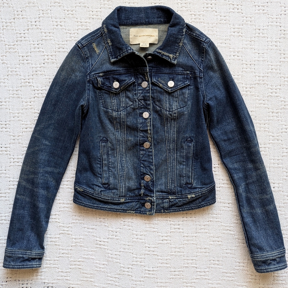 Anthropologie Pilcro and The Letterpress Blue Jean Cropped Denim Jacket XS